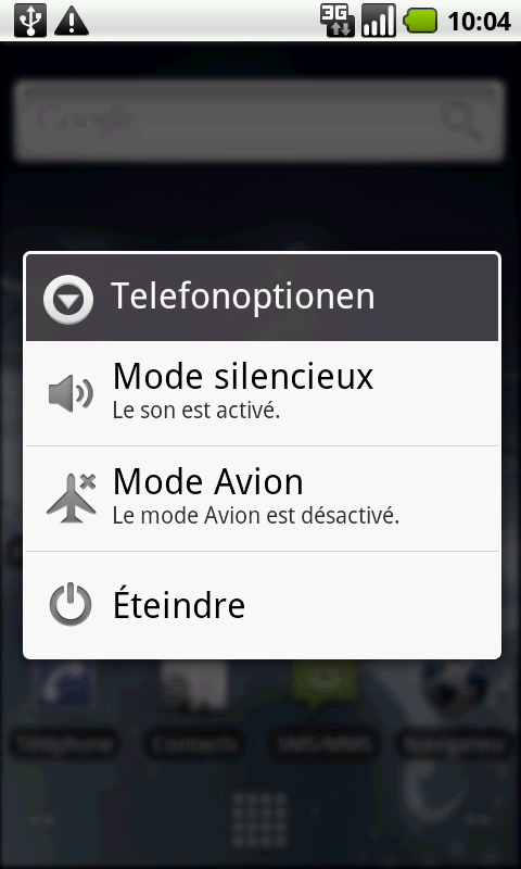 Chapitre 8 : Paramètres avancés Mettre votre Smartphone en mode Avion Vous pouvez accéder au mode Avion (appeler aussi mode vol) pour éteindre les fonctions de téléphone et Bluetooth et utiliser le