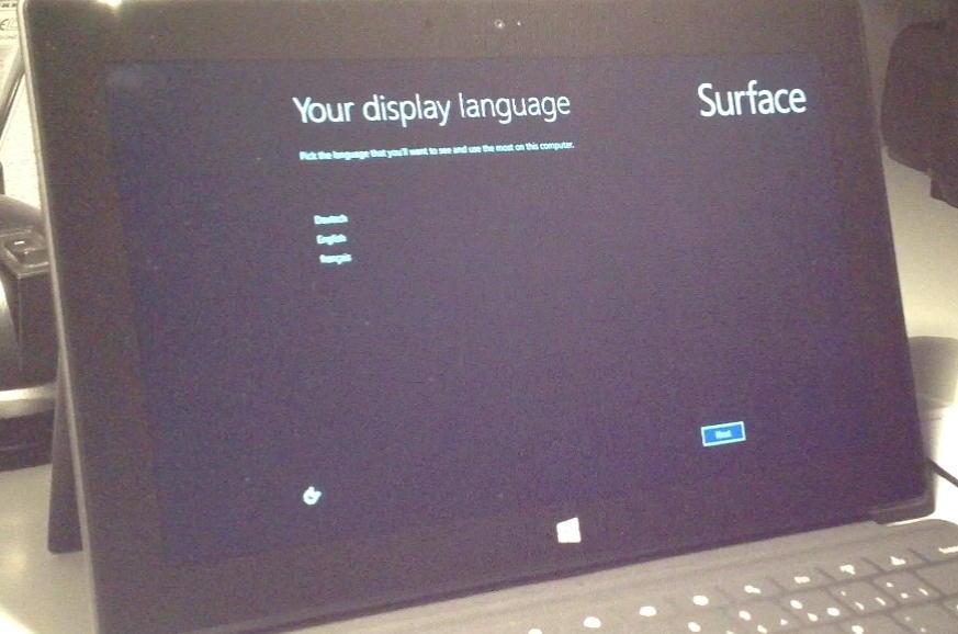 Installation de Windows RT sur la tablette Surface. Premier lancement de la tablette Surface.