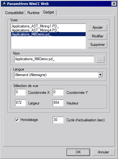 Documentation 4.3 Configuration du système WebNavigator Configuration du gadget sur le serveur WebNavigator 1. Sélectionnez dans la fenêtre de navigation du WinCC Explorer l'option "Web Navigator".