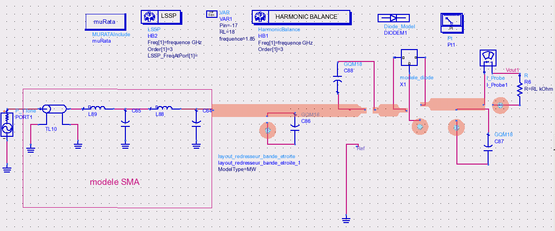 Chapitre3 : Conversion RF/DC d Circuit d adaptation Fig. 3.55. Redresseur à bande étroite (1.8GHz-1.9GHz).