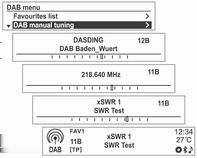 Radio 81 (DAB-DAB off [arrêt]/dab-fm on [marche]) Syntonisation manuelle de station radio Syntonisaton manuelle de station DAB (DAB-DAB on [marche]/dab-fm on [marche]) Lors du réglage de Liaison auto
