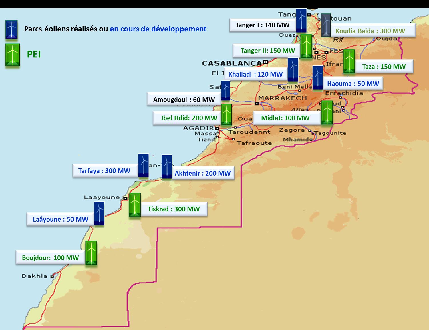 Programme marocain de l énergie éolienne Vitesse moyenne de