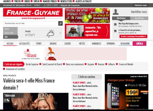 Offre spéciale adhérents ANNEE 2015-40% pour les pubs sur tous les supports du groupe: PRESSE : France Guyane TV Mag Créola - Paru Vendu