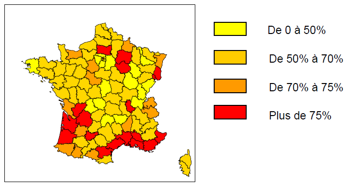 Ces résultats ne sont pas homogènes à l échelle du territoire national. En effet, la figure 5 révèle que les zones périurbaines (Paris, Lyon, Toulouse, Strasbourg, etc.