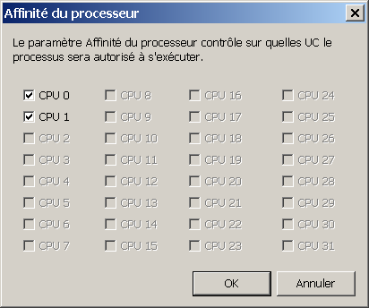 Affinité Processeur 41 Windows XP