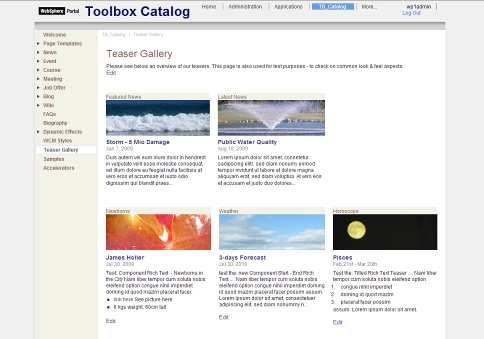 Créer: IBM WebSphere Portal Content Templates Catalog Exemples, pages modèles, documentation, etc.
