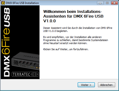 Comme il s'agit d'une interface audio professionnelle pour le DMX 6Fire USB, seul le contrôle de volume de la somme et des entrées 1/2 est opéré avec la table de mixage de Windows.