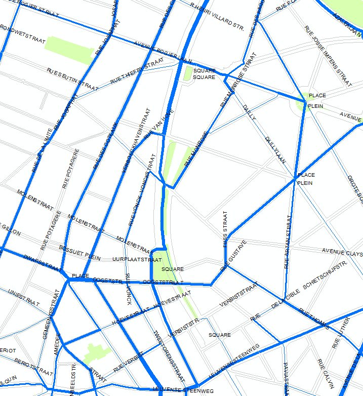 2. La circulation des cyclistes est diffuse: les itinéraires trmis par les 277 répondants empruntaient 46,5% des rues de Bruxelles! 3.