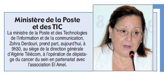 Ministry of Post and ICT HORIZONS P2 Also in / Egalement sur : ALGERIE NEWS FR, EL CHAAB, TRANSACTION D'ALGERIE.