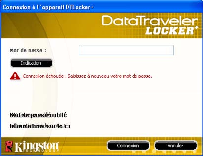 Formatage DTLocker+ - Cette option est utilisée pour formater votre lecteur DataTraveler Locker+ (Figure 9).