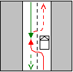 C.1.10 : Le circule en section courante. Un AU circulant sur la même voie en sens opposé décide de changer de voie pour stationner sur la voie en sens opposé sans détecter le circulant sur cette voie.