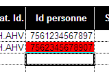 Par exemple si on introduit des caractères dans la colonne "date de naissance": Ou si on introduit plus de 13 caractères pour l'identificateur