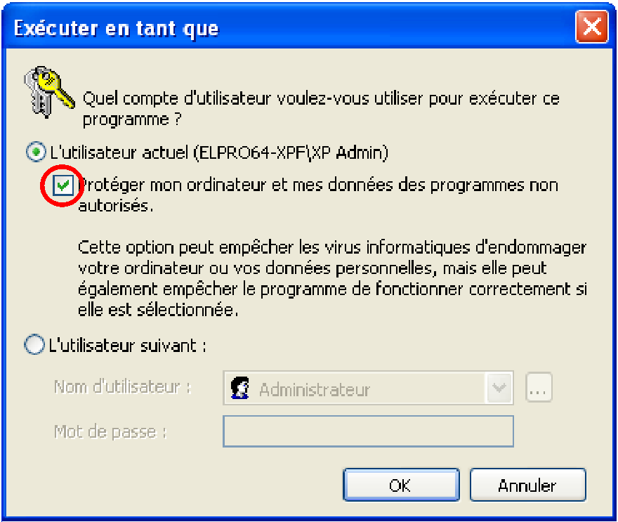 Annexe B: Comportement de Windows XP en cas de modification de la base de données Il faut tenir compte des points suivants en cas d'utilisation du système d'exploitation Windows XP.