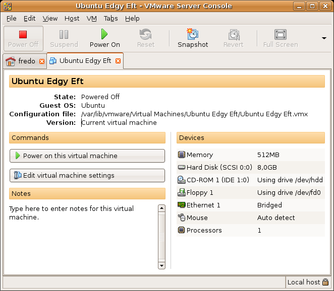Illustration 7: On est prêt. Bien sûr, en fonction du support d'installation de la ubuntu (fichier ISO ou CD Rom), il faudra modifier en conséquence en double cliquant sur la ligne CD ROM 1.