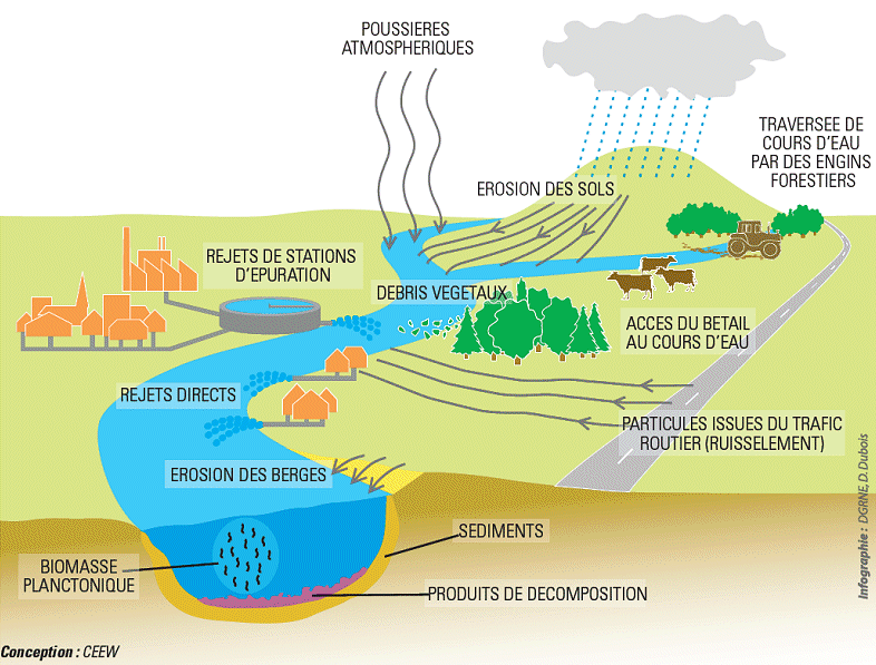1.2. Problématique Les sédiments lacustres proviennent de particules autour des rivières et des sols riverains et montrent en général une taille relativement fine (Figure 1).