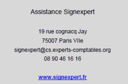 Mathieu JORRY Emetteur : Chargé de projet page 30/30 Assistance Signexpert AE Mathieu JORRY 01.44.15.60.88 mjorry@cs.experts-comptables.
