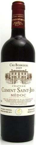 Bordeaux Producer s choice: Château Clément Saint-Jean, Cru Bourgeois 2009 Information Appellation: AOC Médoc Grapes: 60% Merlot, 40% Cabernet Sauvignon Maturation: 9 months in oak barrels Total