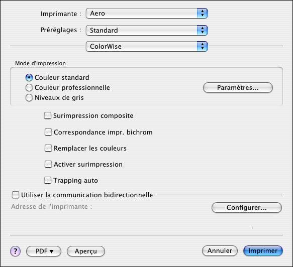 IMPRESSION SOUS MAC OS X 21 8 Saisissez les informations dans les champs Note 1 et Note 2.