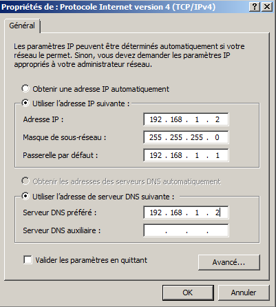 6 CONFIGURATION DE WINDOWS SERVER 2008 R2 PREREQUIS SYSTEME Dans un premier temps je configure le serveur avec une adresse fixe
