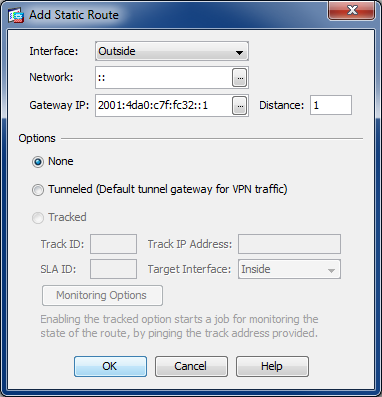 Figure 29: onglet de configuration des routes statiques de l'interface graphique du firewall Il faut alors cliquer sur