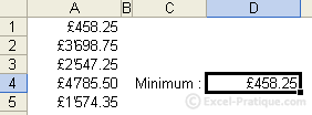 Le minimum s affiche. Fonction Excel : MOYENNE La fonction MOYENNE génère la moyenne d une série de nombres.