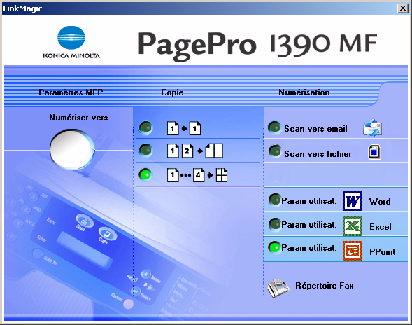 Edition du répertoire téléphonique depuis un PC Vous pouvez programmer et éditer le répertoire téléphonique depuis un PC connecté à la PagePro 1390 MF, en utilisant un logiciel appelé LinkMagic.