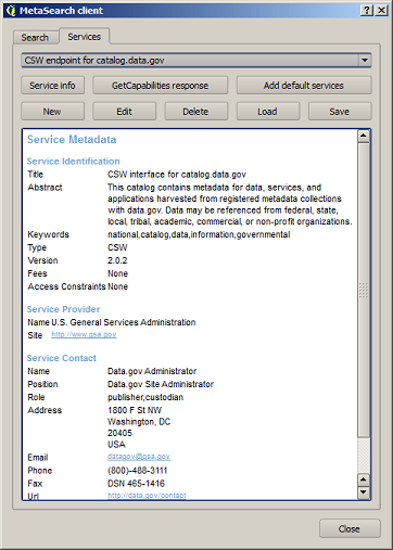 19.12.1 Introduction MetaSearch est une extension QGIS permettant d interagir avec des services de catalogage de données.
