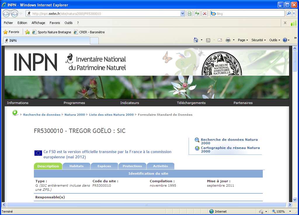 N 3 : Je récolte les principales informations du(es) site(s) Natura 2000 concerné(s)
