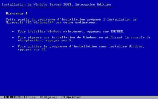 Windows 2003 et le réinstaller, transférer l Active