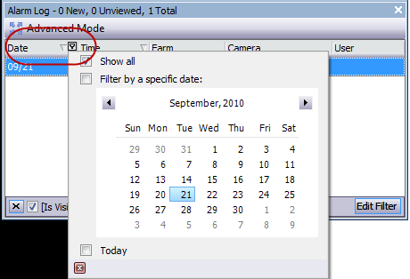 Date Chapitre 1 Date Le calendrier vous permet de charger des alarmes pour tous les serveurs connectés pour une date spécifique.