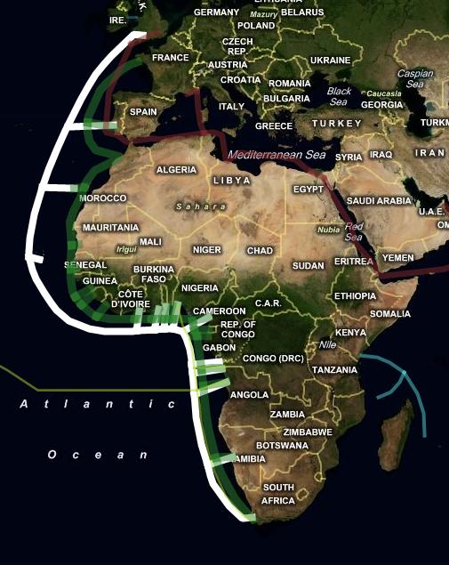 Câble WACS Le projet WACS (West Africa Câble System) vise le déploiement d un câble sous-marin à fibre optique dans l Océan Atlantique qui va relier l Afrique à la