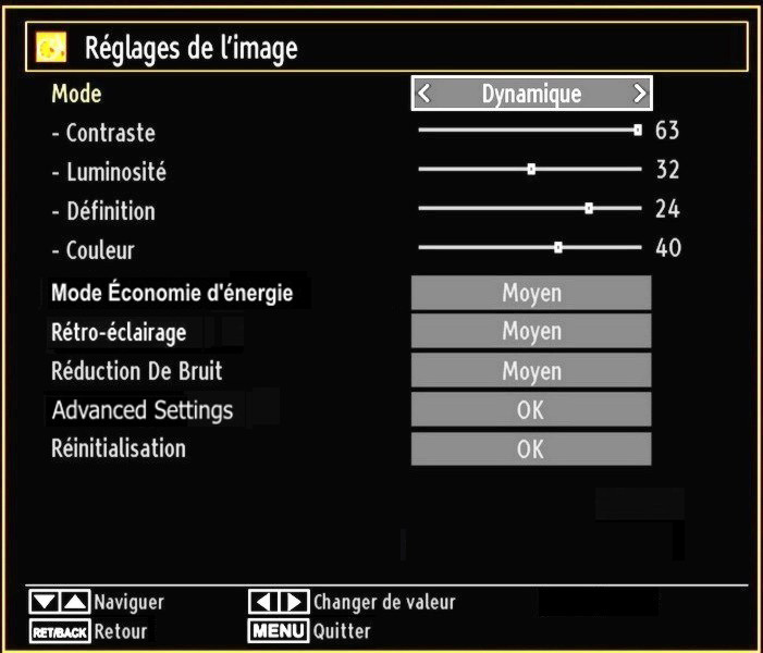 Configuration des paramètres d image Vous pouvez utiliser différentes confi gurations de paramètres d image dans les détails.
