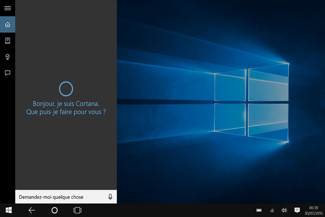 Technologie avancée, uniquement de Microsoft Cortana est disponible dans certains pays à son