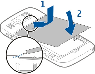 Remettez le support de la carte SIM en place. 4. Alignez les contacts de la batterie avec les connecteurs de son logement, puis insérez la batterie.