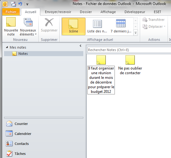 3 ) Outlook ouvre la fenêtre voulue. Complétez les informations voulues puis enregistrez. Objectifs: a) Créer la note suivante.