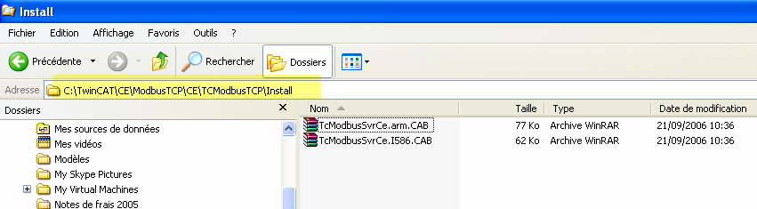 Différents fichiers.cab sont disponibles en fonction du type de processeur utilisé par le système CX.