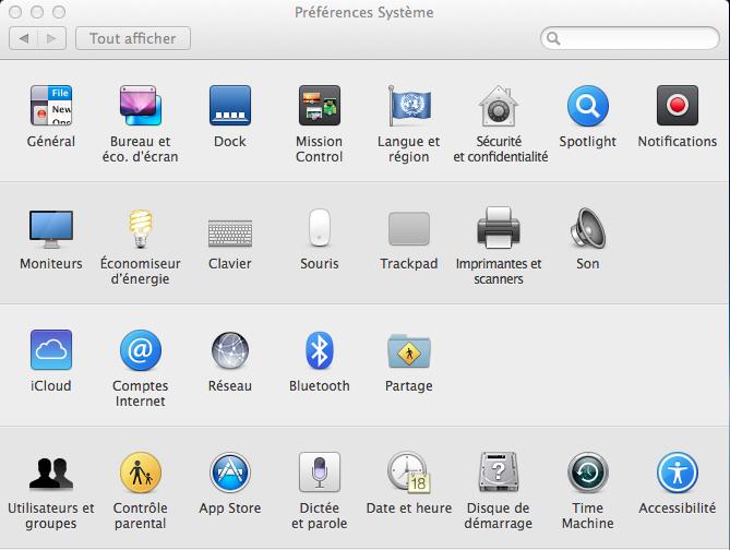 En environnement Mac, sous OS X, ouvrir les «Préférences Système» et sélectionner «Utilisateurs et groupes».