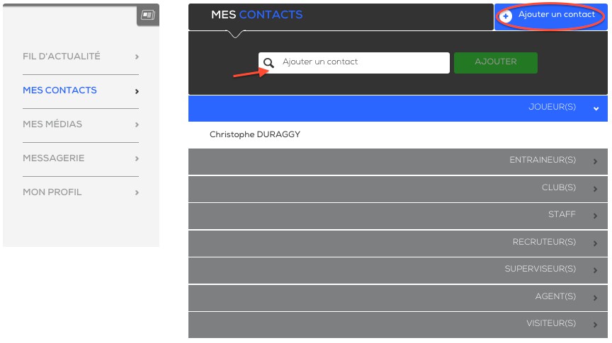 CONTACTS En cliquant sur Mes Contacts, vous avez accès à la liste classée de tous vos contacts.