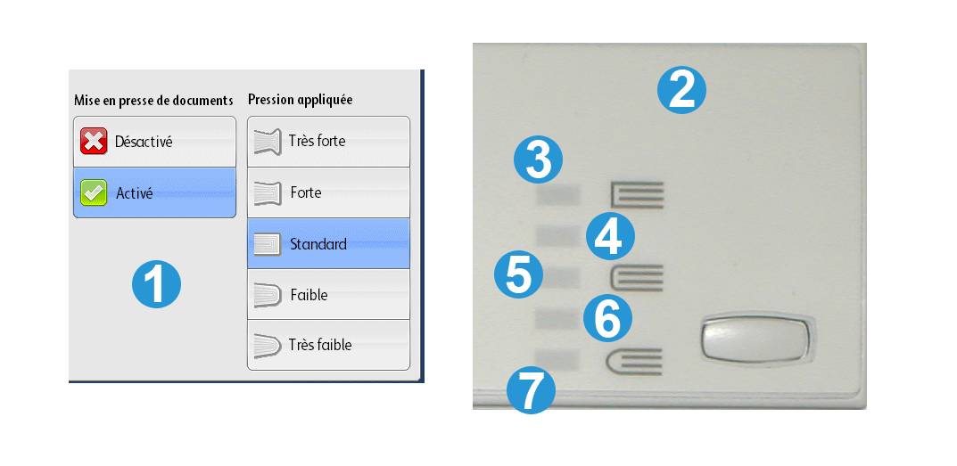 Module massicot SquareFold Les options de pliage dos carré sont disponibles à partir du pilote d'imprimante de l'ordinateur, ou à partir du serveur d'impression ou de l'interface utilisateur de