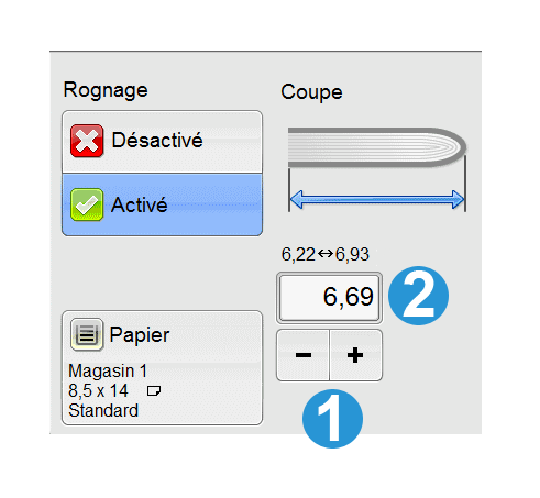 Module massicot SquareFold Fonction massicot La fonction massicot peut être sélectionnée à partir du pilote d'imprimante de l'ordinateur ou du serveur d'impression.