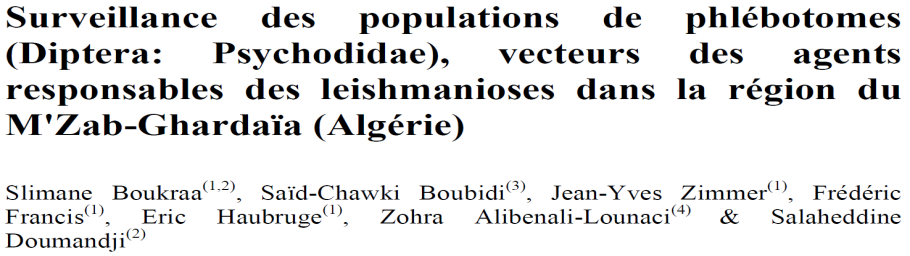 Maladies à transmission vectorielles Leishmanioses à Ghardaïa LC: L. major et L. killicki Phlebotomus sergenti Ph. papatasi LV: L.