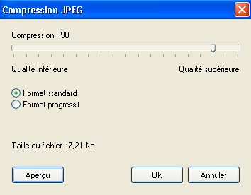 7. Cliquez sur «Aperçu» pour afficher la taille actuelle du fichier. 8. Utilisez le curseur pour choisir le taux de compression : 50%. 9.