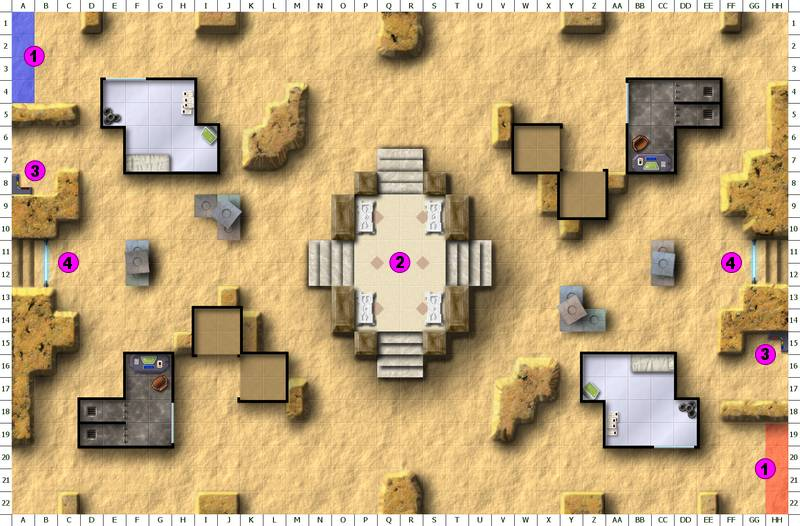 Jouer au scénario du Temple Perdu La Carte du Jeu : Il convient avant tout de se familiariser avec la carte sur laquelle les personnages de chaque équipe vont évoluer.