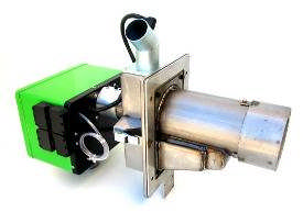 6.1.3.1. Description du brûleur Fig. 1 Brûleur SPL Le brûleur SPL est doté d un ventilateur centrifuge à haut débit et développe une flae horizontale à l instar des brûleurs traditionnels.
