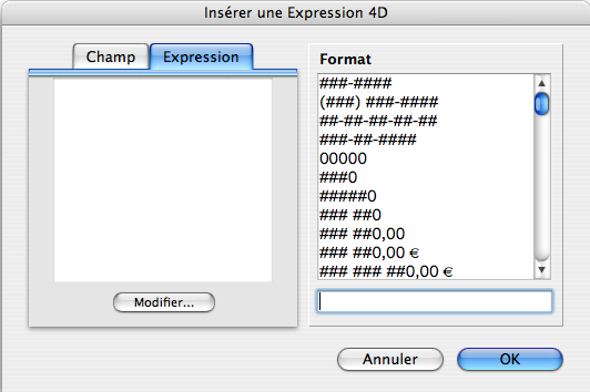 Le dialogue suivant apparaît : Sélectionner l'onglet Expression Cliquer sur le bouton Modifier.
