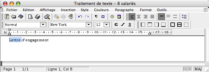 1.2 Saisie simple de texte Lorsque la fenêtre du Traitement de texte est activée, le curseur est positionné en haut à gauche de la zone de saisie.