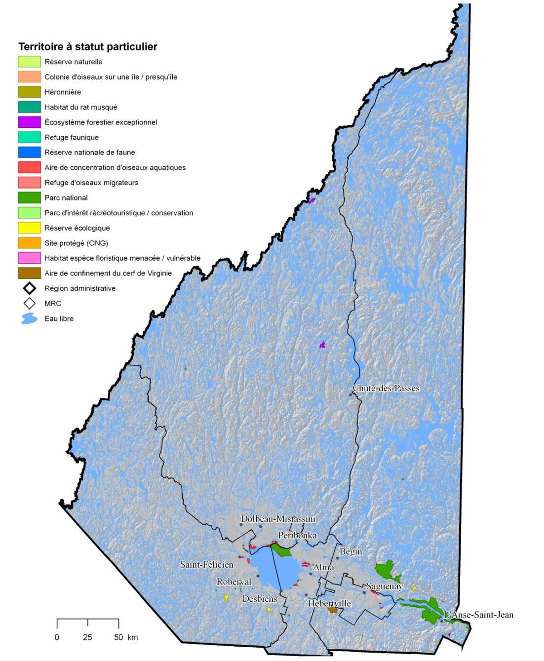 Territoires à statut particulier Maria-Chapdelaine Le Fjord-du-Saguenay Le Domaine-du-Roy Saguenay Lac-Saint-Jean-Est Territoires protégés EC : http://www.qc.ec.gc.
