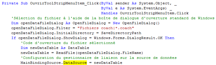 Ajoutez la déclaration d un objet de type StreamWriter comme suit : Sub WriteFile(ByVal FileName As String) Using sw = New System.IO.