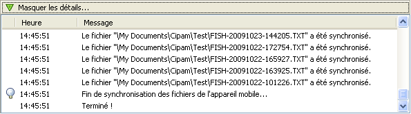 Réf: SR//SATELLIT Fichier : Satellit-Manuel-Utilisateur.odt Page 22 sur 28 Une fois la synchronisation terminé, une notification sera affichée : 5.4.