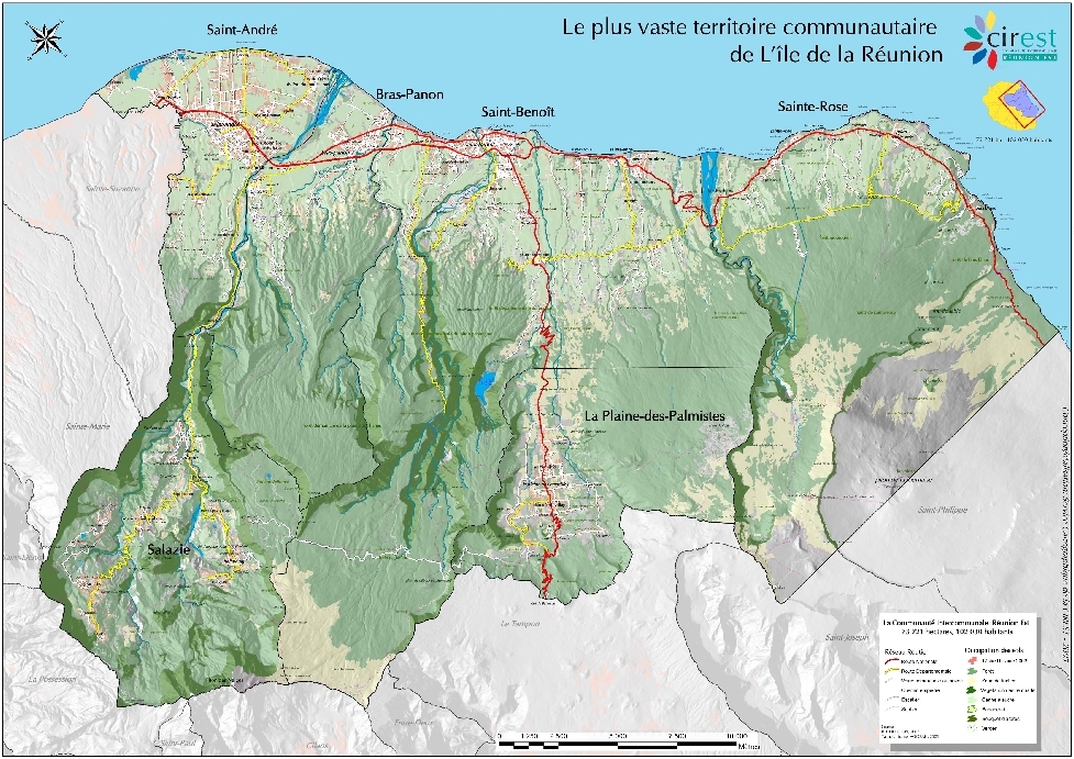 Les 6 communes membres : Bras-Panon, Plaine des Palmistes, SaintAndré, Saint-Benoît, Sainte-Rose, Salazie. > Superficie : 739 km².